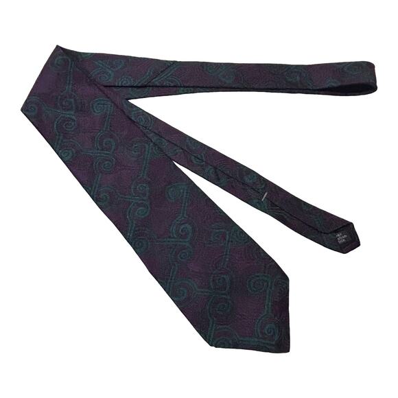 Jimmy Pike Purple and Green Abstract Tie - Picture 3 of 7